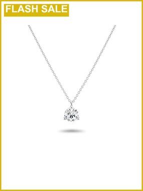 1 Carat Lab Grown Diamond Round Pendant Necklace 14K White Gold Solitaire